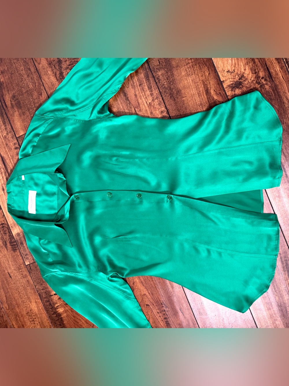 Equipment 100% Silk Emerald Green Slim Button-Up Shirt US10 NWOT - Picture 4 of 13